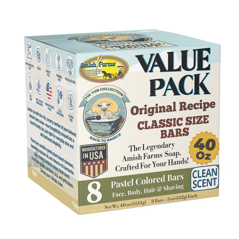 Amish Farms® Tin Tub Value Pack– 8 Easy-to-Grip Hydrating Bars (5 oz Each, 2.5 lb)
